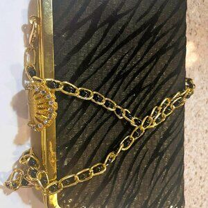 Fiona Vintage Black & Gold Clutch – Made in Hong Kong, 1960s
